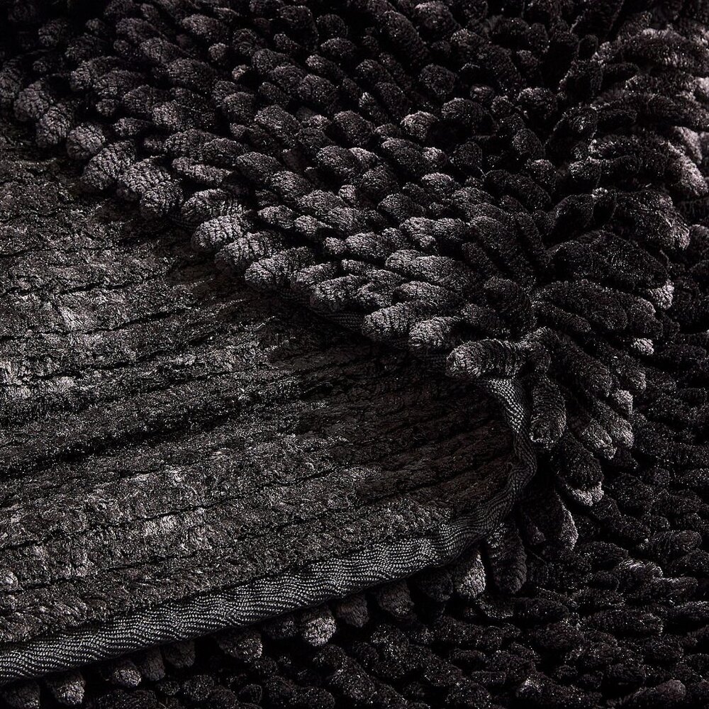 Simons Black Fluffy Bath Mat Rug